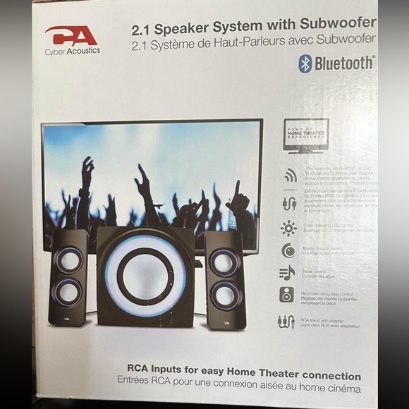 BNIB Multimedia 2.1 Bluetooth color changing Subwoofer Speaker System - Picture 3 of 5